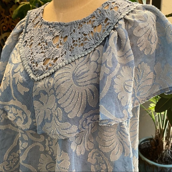 Anthropologie Serenity crochet ruffle damask top - Picture 10 of 14